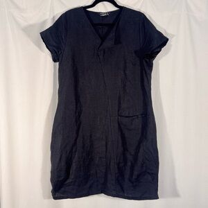 Marco Polo Black Linen Short Sleeve Dress